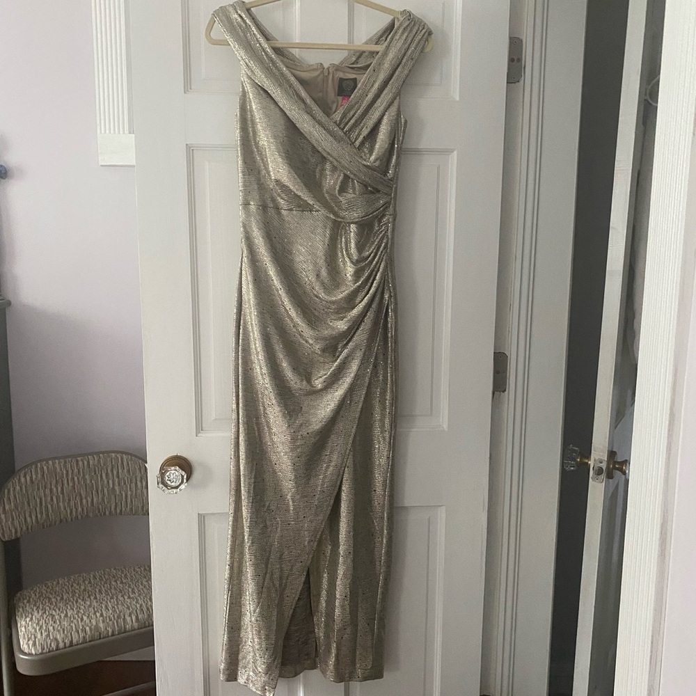 Vince Camuto Red Ruched Off the Shoulder Gown